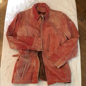 Distressed red leather jacket
